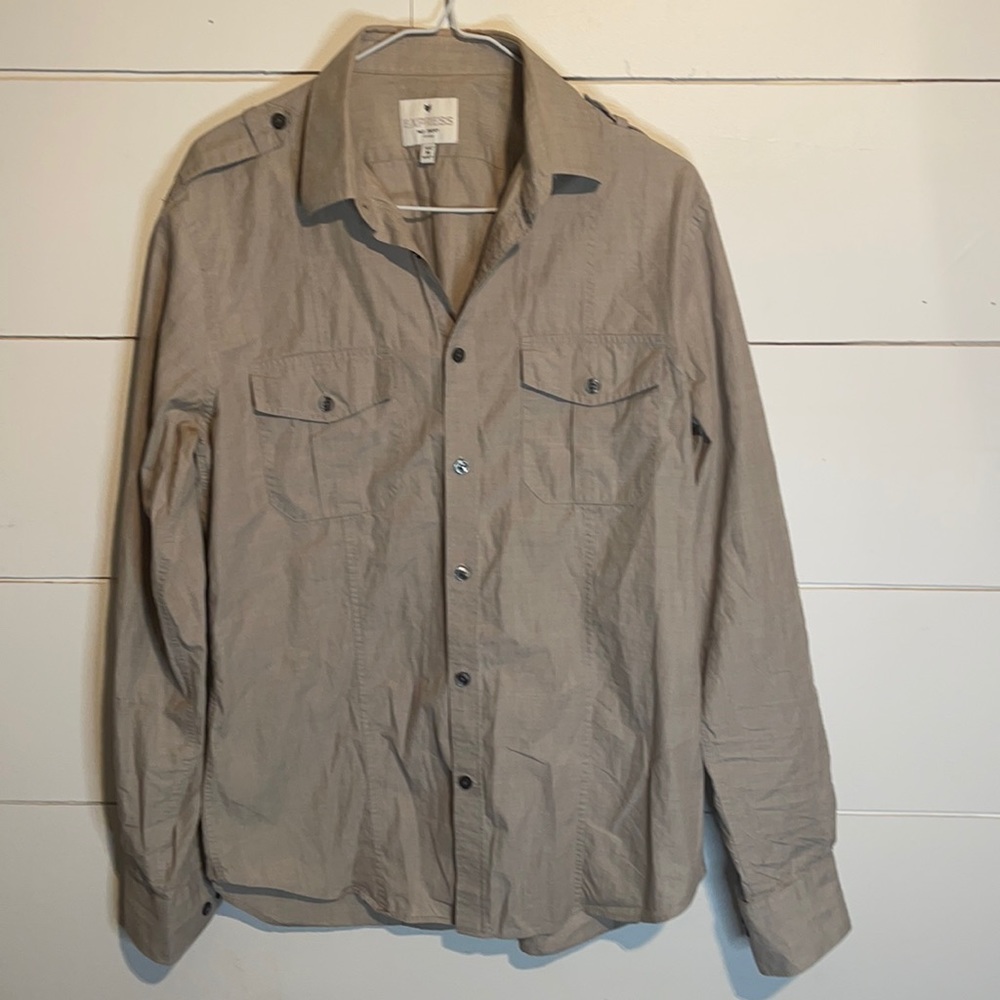 Men’s Express MK2 Fitted Tan Button Up M